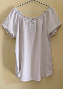 White Rayon Off-shoulder Top