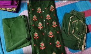 bottle green dress material