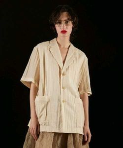 Beige Short Sleeve Blazer