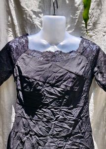 I. Lace Detail Black Dress