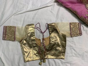 Two Colours Net Saree With Blouse