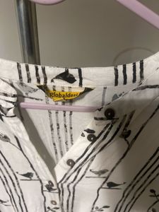 Global Desi White And Black Tunic / Kurti