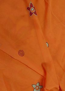 Orange Embroidered Saree With Antique Banaras Bord