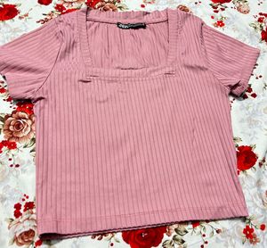 ZARA Light Pink  Crop Top | Free Size