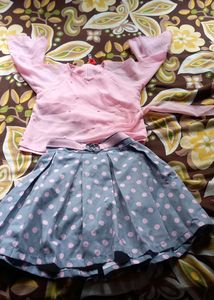 Kids Pink Colour And Grey Middie