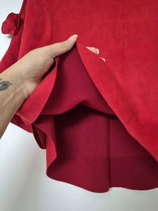 Red Suede Poncho Top