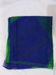 FREE DELIVERY GREEN BLUE COLOUR CHIFFON SAREE