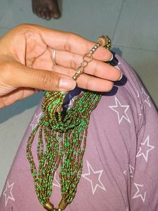 Boho Green Beaded Necklace