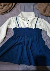 blue and white frock style top