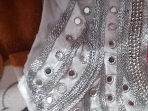 Silver And Mirror Work White Blouse