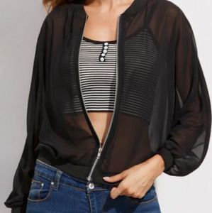 Sheer Black Bomber Jacket