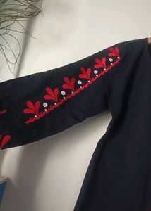 Embroidered Navy Blouse Top