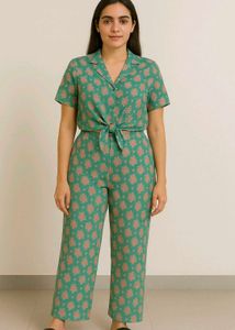 Green Printed Jumpsuit (New)