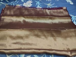 Elegant Brown &amp; Gold Saree
