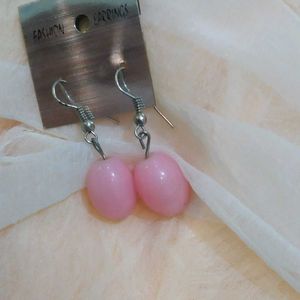 Pink Bead Drop Earrings🌸