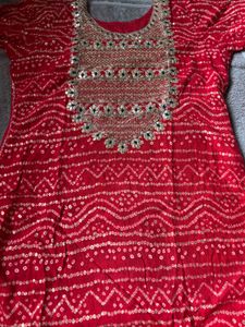 Red Bandhani Kurta
