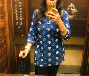 Blue Printed Short Kurti