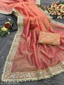 New Partywear Saree Attached With Blouse