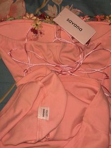 Pink Floral Trim Mini Dress Size XS