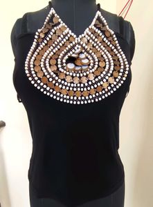 Black Embellished Tank Top