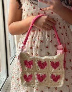 Cute Crochet Heart Shoulder Bag