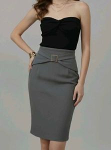 Gray Pencil Skirt