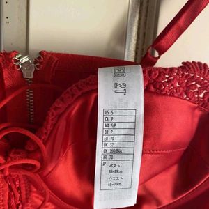 Red Hot Silky Tie-up Bustier Corset Top