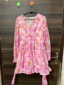 Pink Tie-Dye Mini Dress