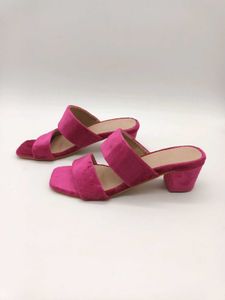 Magenta Velvet Block Heels 2 Inches.