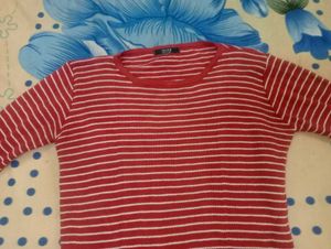 Red &amp; White Striped Long Sleeve Top