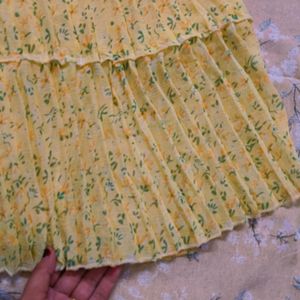 (Discounted)Yellow Floral Long Skirt