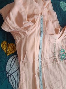 Elegant Embroidered Kurta Set Peach