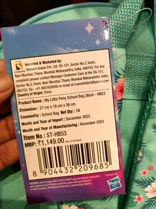 Kids My Little Pony Branded School Bag