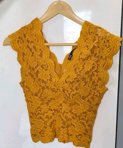 Zara Mustard Lace Top