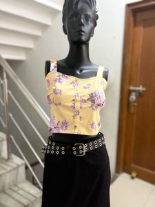 Yellow Floral Crop Top