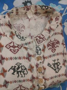 Cream Cotton Short Kurti