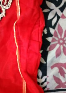 ♥️New Red A-line Embroidered Patch Kurti With Pant