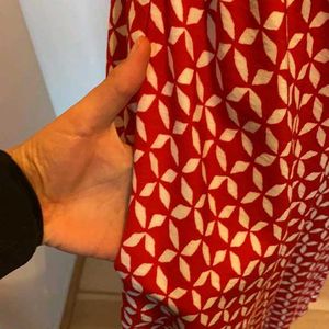 LOFT Red White Printed Dress (Size 2)