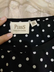 Polka-Dotted Black Cold Shoulder Top