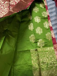 Maroon &amp; Gold Sari Blouse Piece