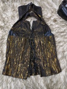 Black and Golden Halter Neck Corset Top