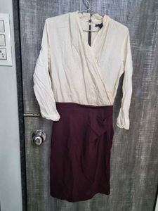 Burgundy & White Mini Dress
