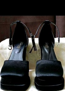 Black Glitter Platform Heels