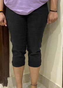 Charcoal Black Washed Capri