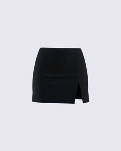 Black Slit Mini Skirt