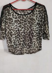 Animal Print Assymetrical Crop Top