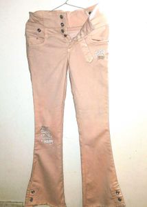 Peach Flared Jeans