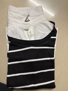 Striped Top with Faux Layer