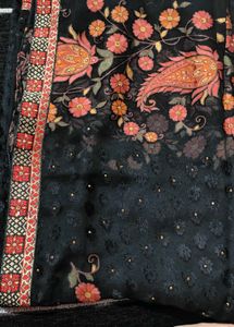 Elegant Embroidered Black Fabric