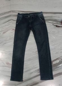 Charcoal Black Jeans For Men With Woodland Belt